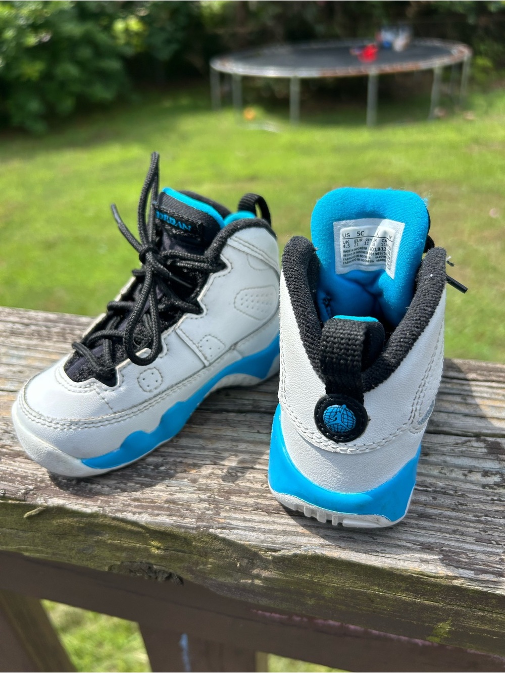 Jordan Kids' White and Bright Blue High-Top Sneakers
